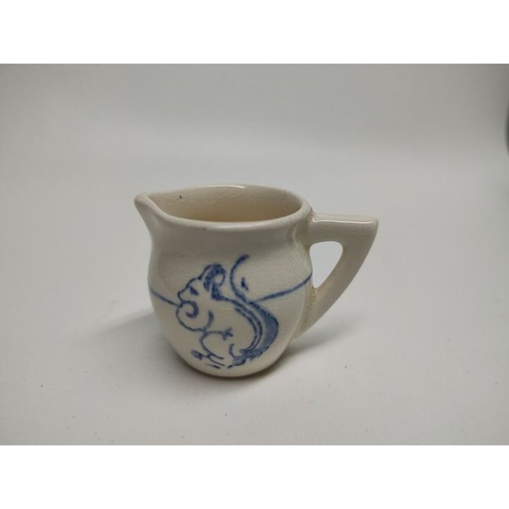 Vintage Artist Pottery Miniature Pitcher White Stoneware Glossy Finish 1-1/2" t
